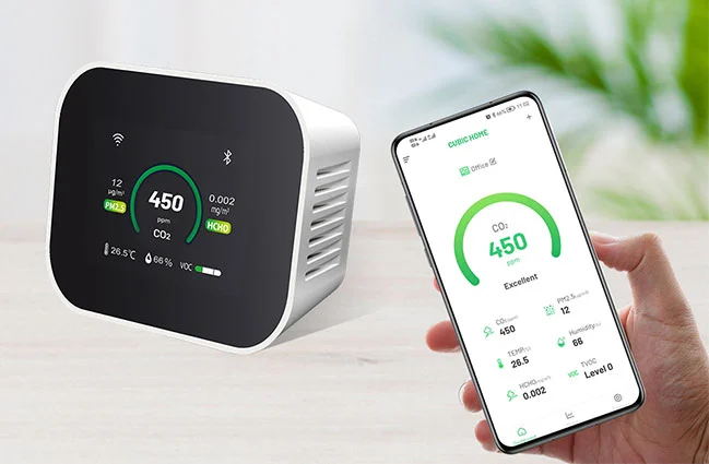 Communication du moniteur de qualité de l'air de bureau AM7000