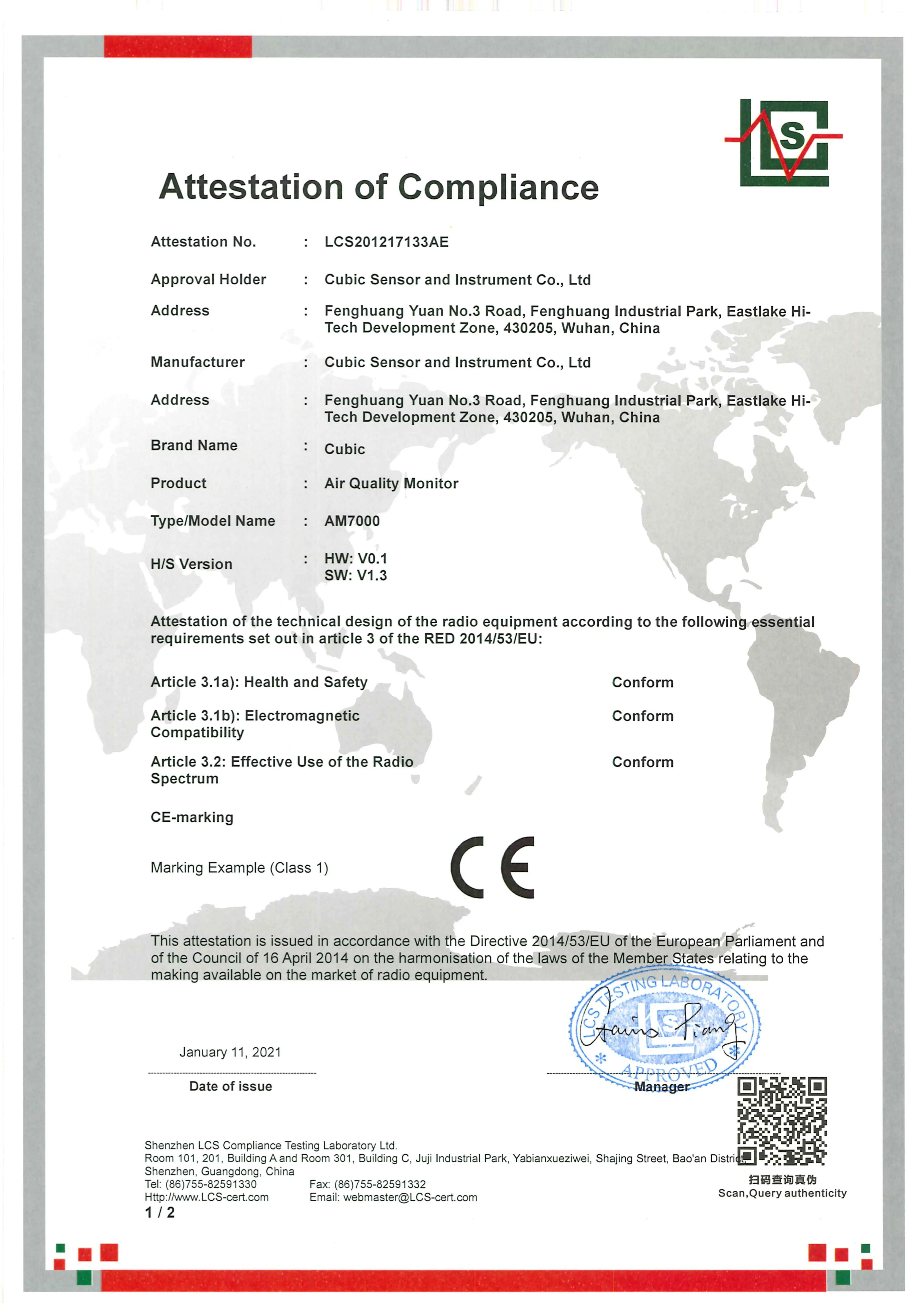 Certificat CE AM7000
